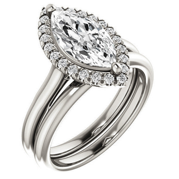 Marquise cut Halo Cathedral Engagement Ring
