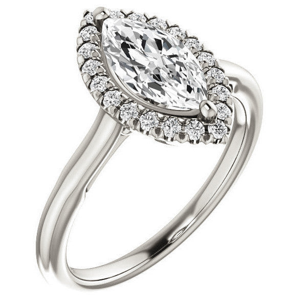 Marquise cut Halo Cathedral Engagement Ring