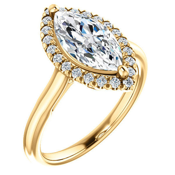 Marquise cut Halo Cathedral Engagement Ring