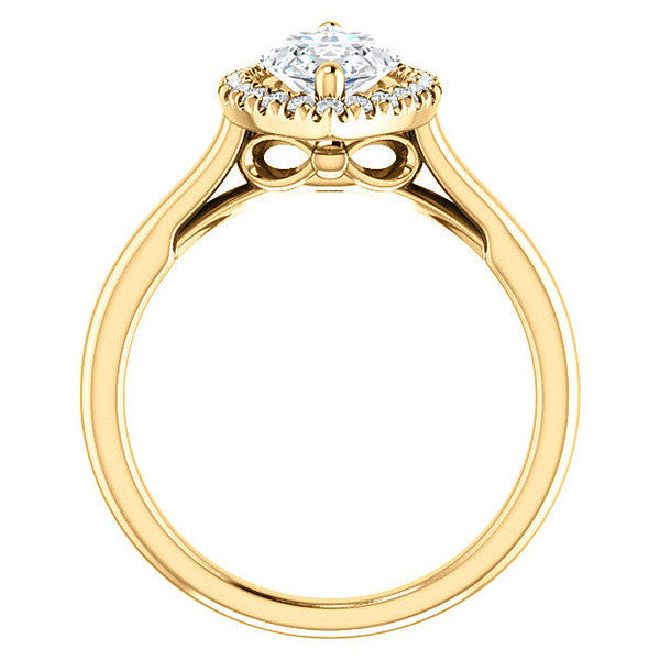 Marquise cut Halo Cathedral Engagement Ring