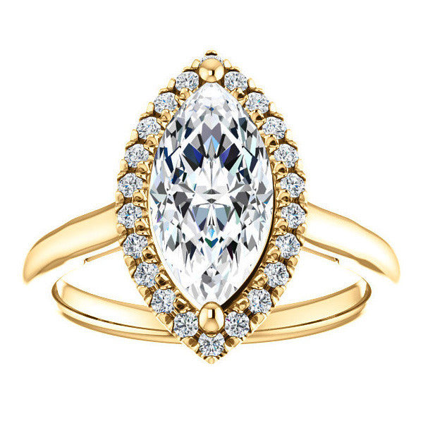Marquise cut Halo Cathedral Engagement Ring