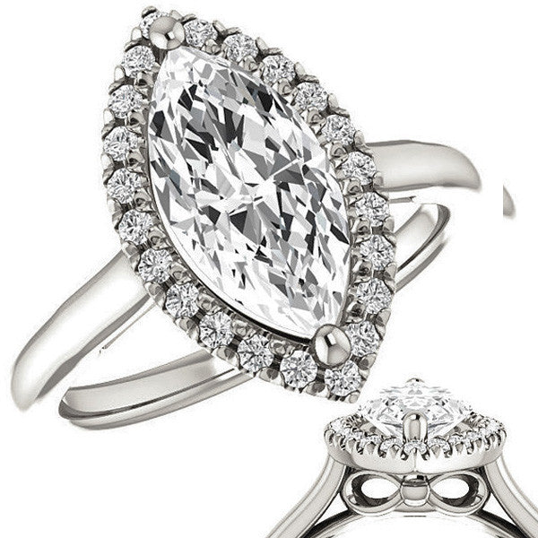 Marquise cut Halo Cathedral Engagement Ring