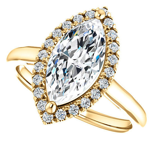 Marquise cut Halo Cathedral Engagement Ring