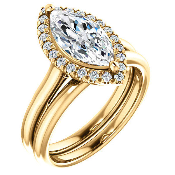 Marquise cut Halo Cathedral Engagement Ring