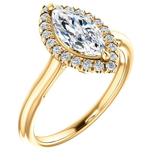 Marquise cut Halo Cathedral Engagement Ring