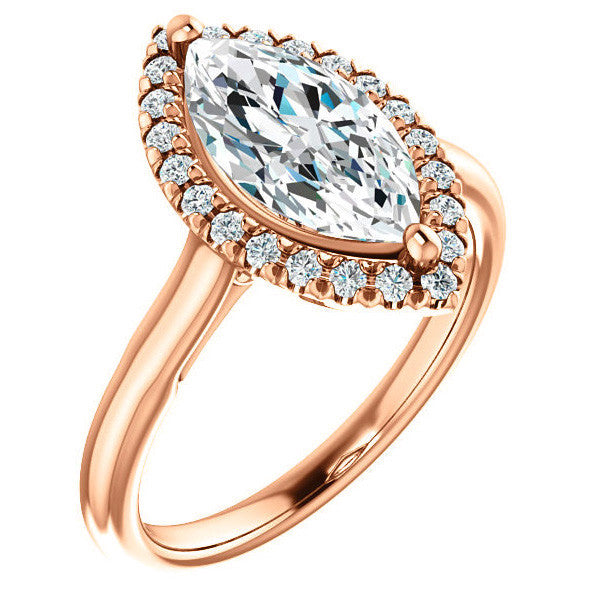 Marquise cut Halo Cathedral Engagement Ring