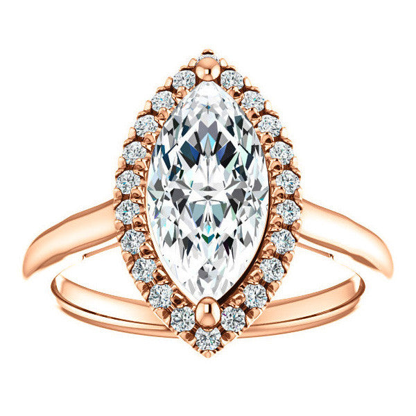 Marquise cut Halo Cathedral Engagement Ring