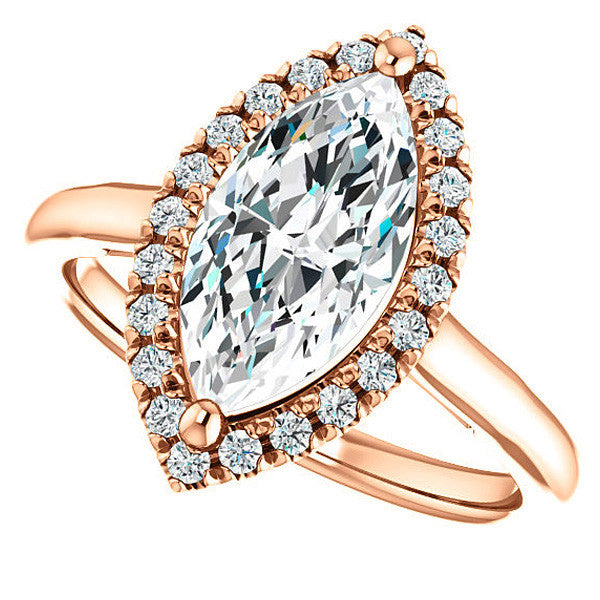 Marquise cut Halo Cathedral Engagement Ring