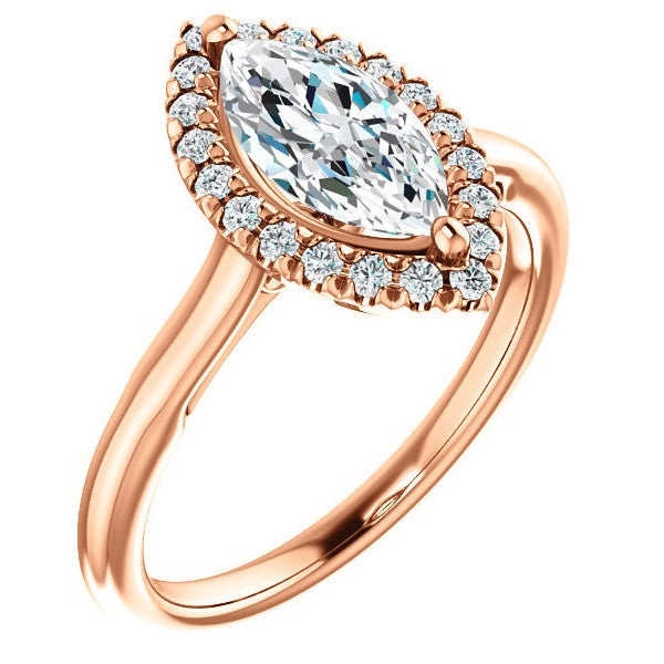 Marquise cut Halo Cathedral Engagement Ring