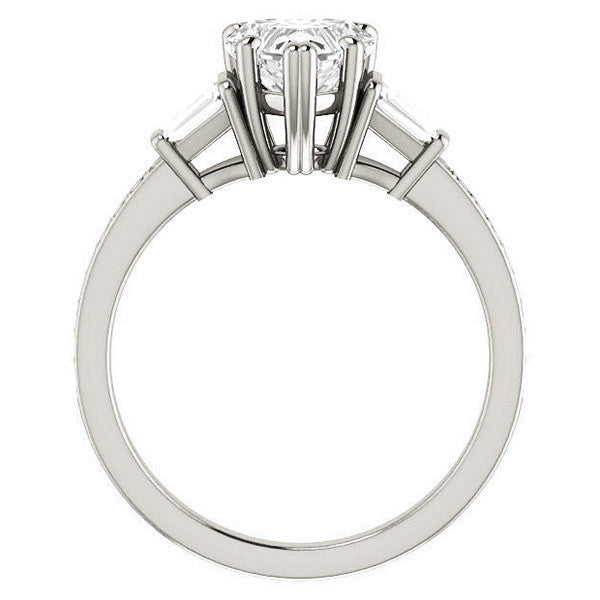 Heart and Baguette Moissanite Engagement Ring