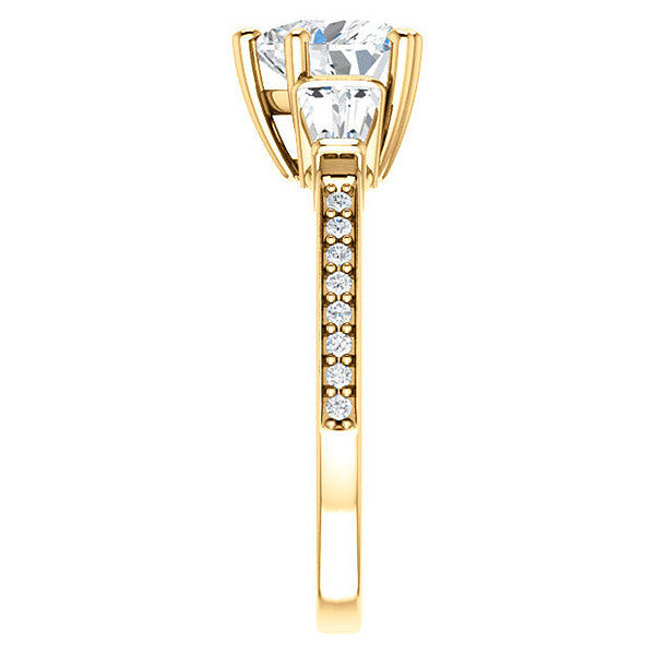Heart and Baguette Moissanite Engagement Ring