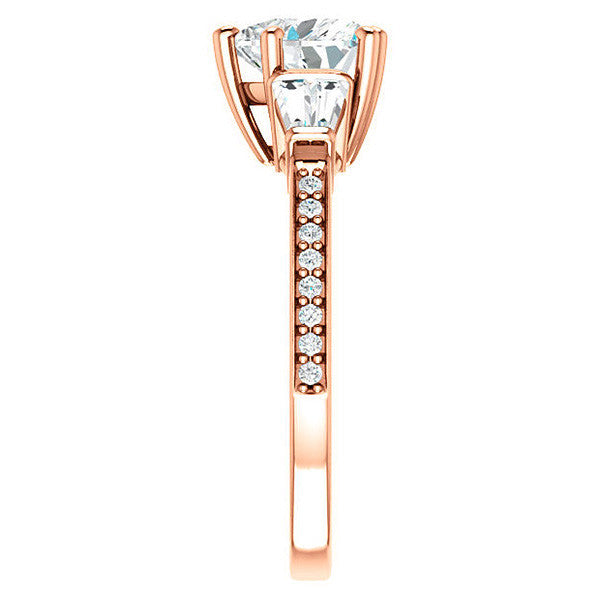 Heart and Baguette Moissanite Engagement Ring