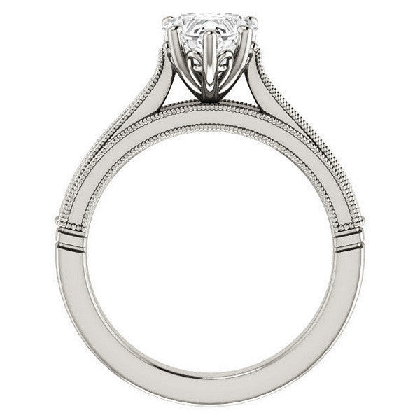 Heart shaped Moissanite Cathedral Solitaire with Scroll Accents