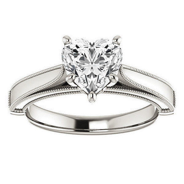 Heart shaped Moissanite Cathedral Solitaire with Scroll Accents