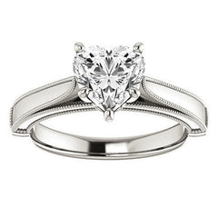 Heart shaped Moissanite Cathedral Solitaire with Scroll Accents