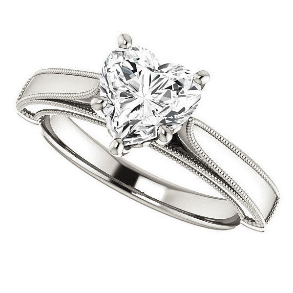 Heart shaped Moissanite Cathedral Solitaire with Scroll Accents