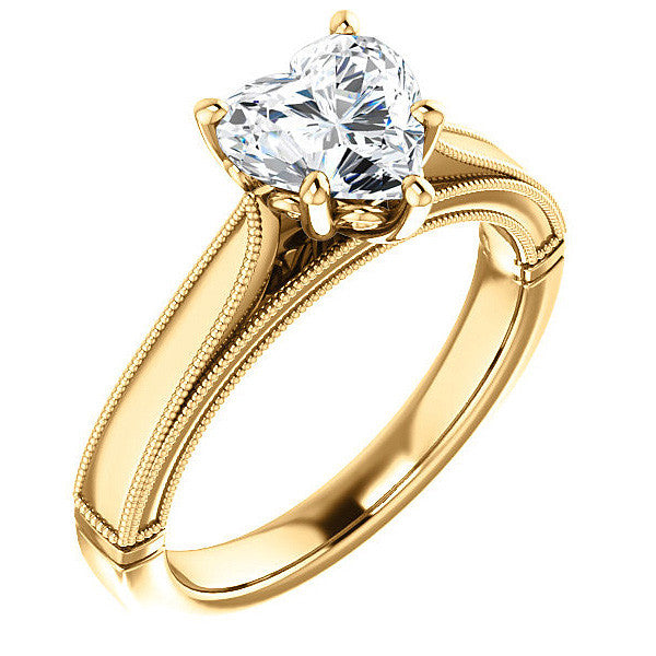 Heart shaped Moissanite Cathedral Solitaire with Scroll Accents