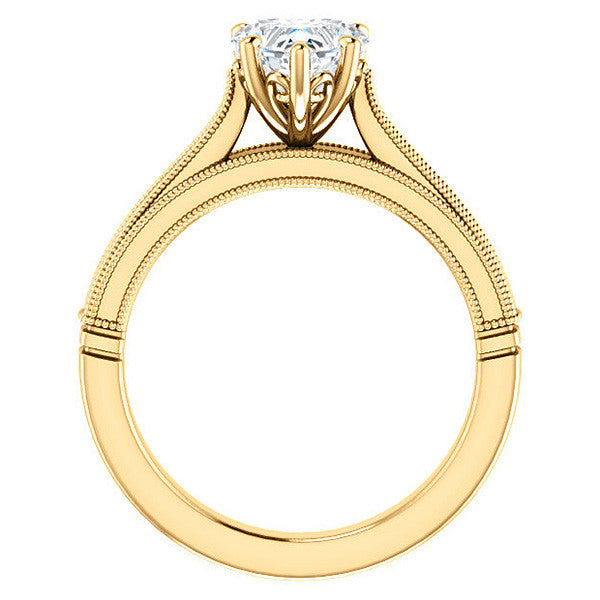 Heart shaped Moissanite Cathedral Solitaire with Scroll Accents