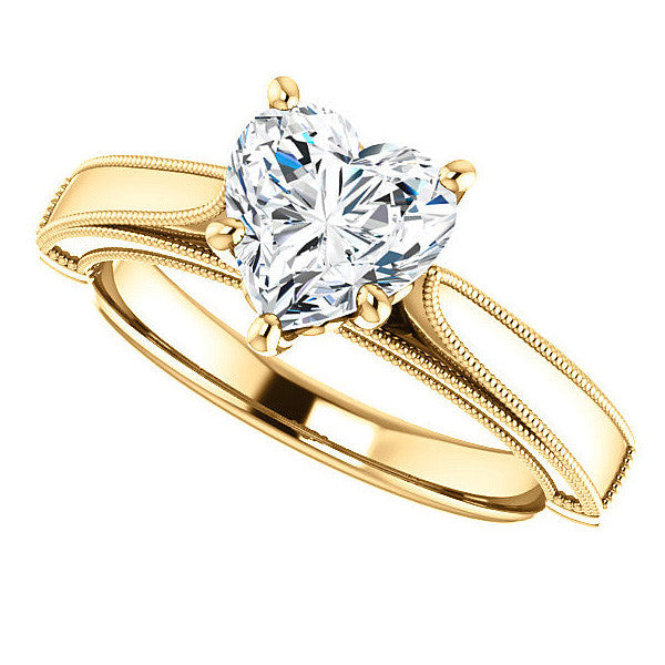 Heart shaped Moissanite Cathedral Solitaire with Scroll Accents