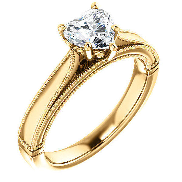 Heart shaped Moissanite Cathedral Solitaire with Scroll Accents