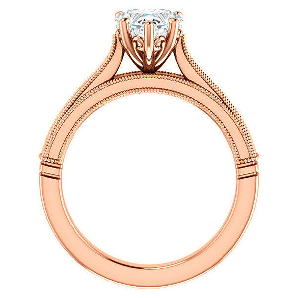 Heart shaped Moissanite Cathedral Solitaire with Scroll Accents