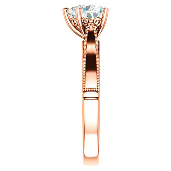Heart shaped Moissanite Cathedral Solitaire with Scroll Accents