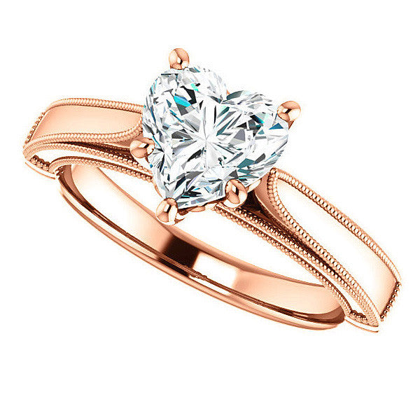 Heart shaped Moissanite Cathedral Solitaire with Scroll Accents