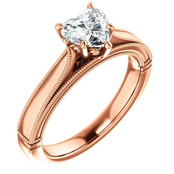 Heart shaped Moissanite Cathedral Solitaire with Scroll Accents