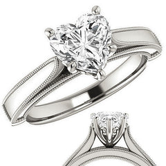 Heart shaped Moissanite Cathedral Solitaire with Scroll Accents