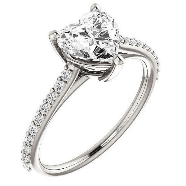 Heart shaped Accented Moissanite Engagement Ring