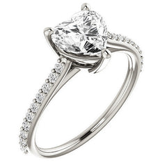 Heart shaped Accented Moissanite Engagement Ring