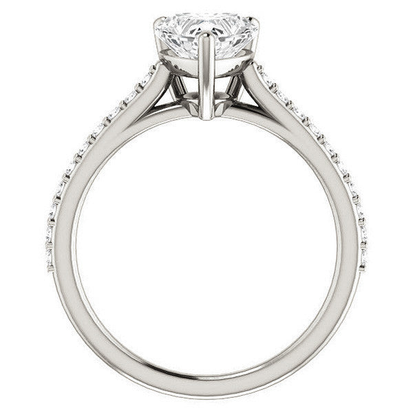 Heart shaped Accented Moissanite Engagement Ring