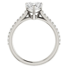 Heart shaped Accented Moissanite Engagement Ring