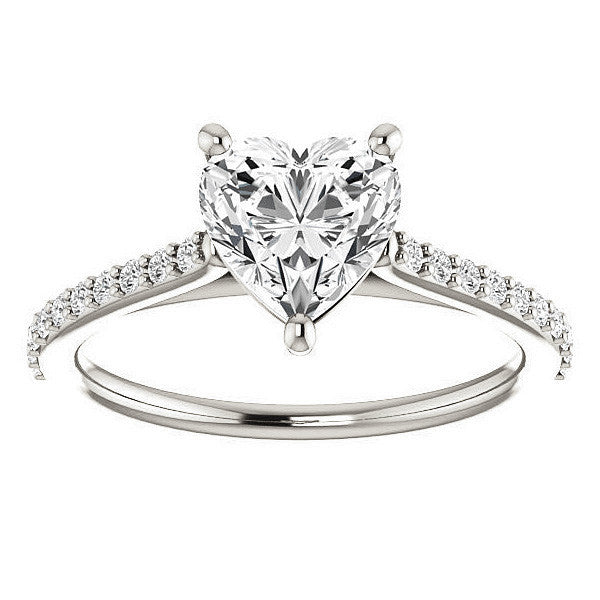 Heart shaped Accented Moissanite Engagement Ring
