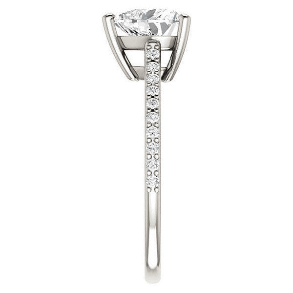 Heart shaped Accented Moissanite Engagement Ring
