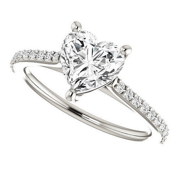 Heart shaped Accented Moissanite Engagement Ring