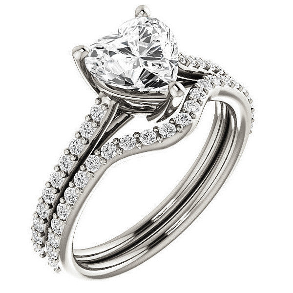 Heart shaped Accented Moissanite Engagement Ring