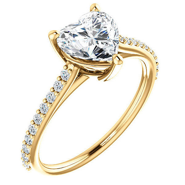 Heart shaped Accented Moissanite Engagement Ring