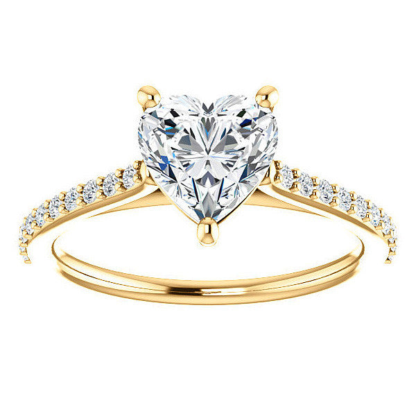 Heart shaped Accented Moissanite Engagement Ring