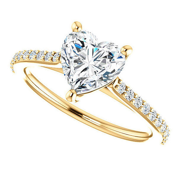 Heart shaped Accented Moissanite Engagement Ring