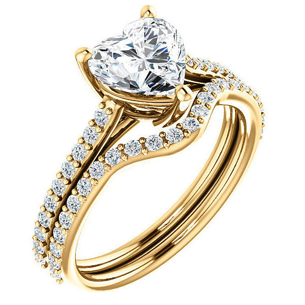 Heart shaped Accented Moissanite Engagement Ring