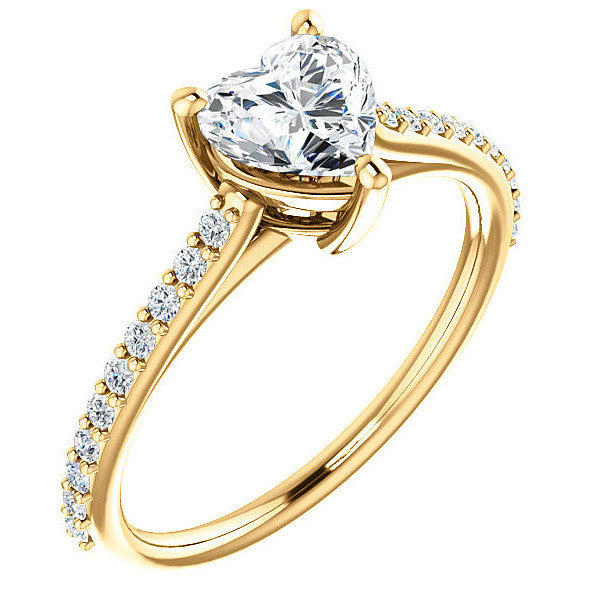 Heart shaped Accented Moissanite Engagement Ring