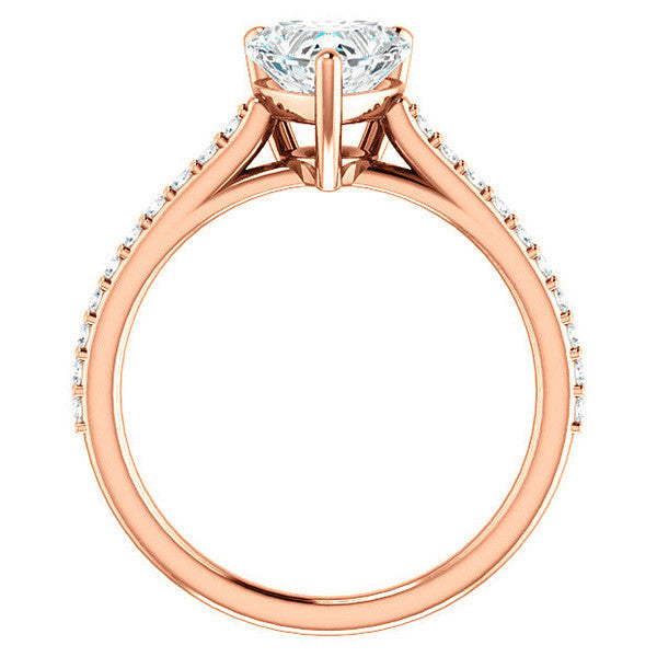 Heart shaped Accented Moissanite Engagement Ring