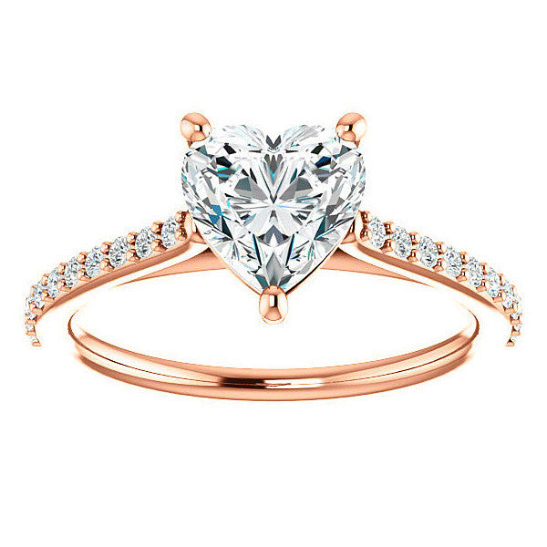 Heart shaped Accented Moissanite Engagement Ring
