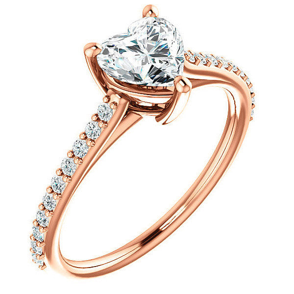 Heart shaped Accented Moissanite Engagement Ring