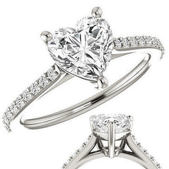 Heart shaped Accented Moissanite Engagement Ring