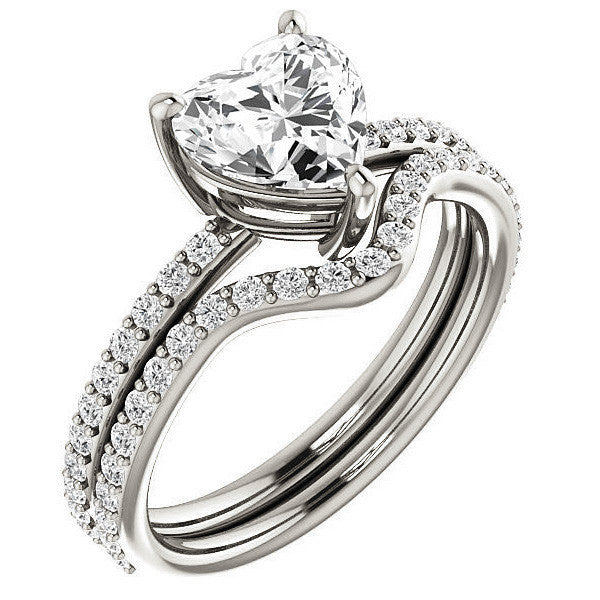 Heart Moissanite Petite Basket Engagement Ring