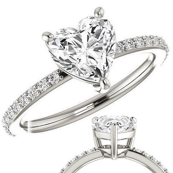 Heart Moissanite Petite Basket Engagement Ring
