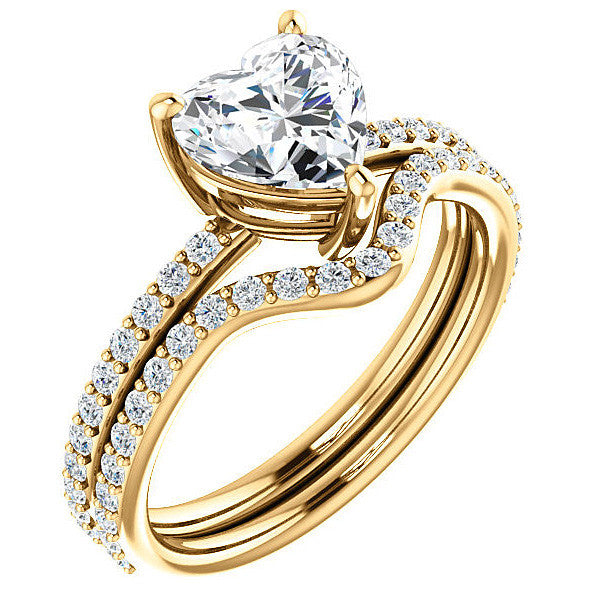 Heart Moissanite Petite Basket Engagement Ring