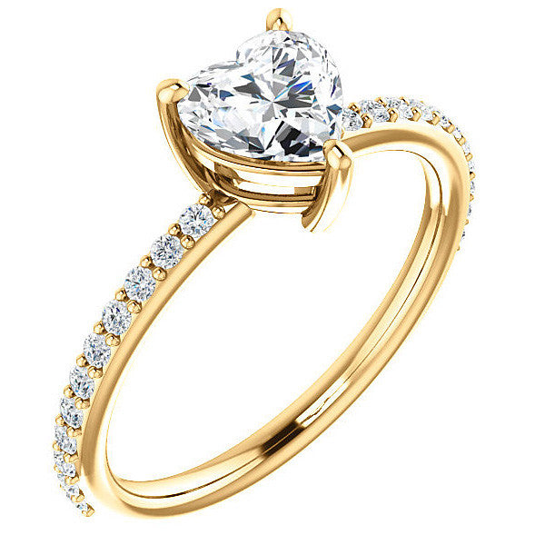 Heart Moissanite Petite Basket Engagement Ring